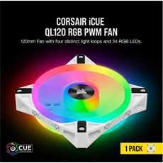 CORSAIR Rendszerhűtő Ventilátor, iCUE QL120 RGB, 12cm, fehér