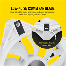 CORSAIR Rendszerhűtő Ventilátor, iCUE QL120 RGB, 12cm, fehér