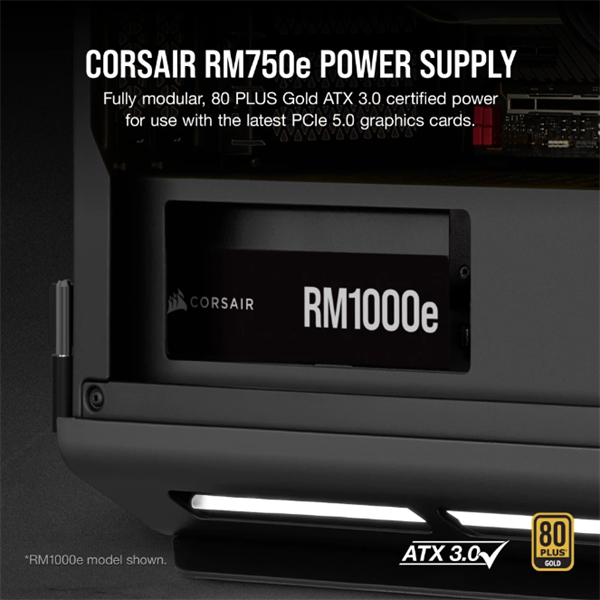 CORSAIR Tápegység Moduláris, RMe Series RM750e, 750W, 12cm, ATX3.0, PCIe5.0, 80+ Gold