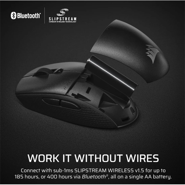 CORSAIR Vezeték Nélküli Egér Gaming, M55 Lightwight, 6 programozható gomb, Ultra-könnyű, 16000dpi, fekete