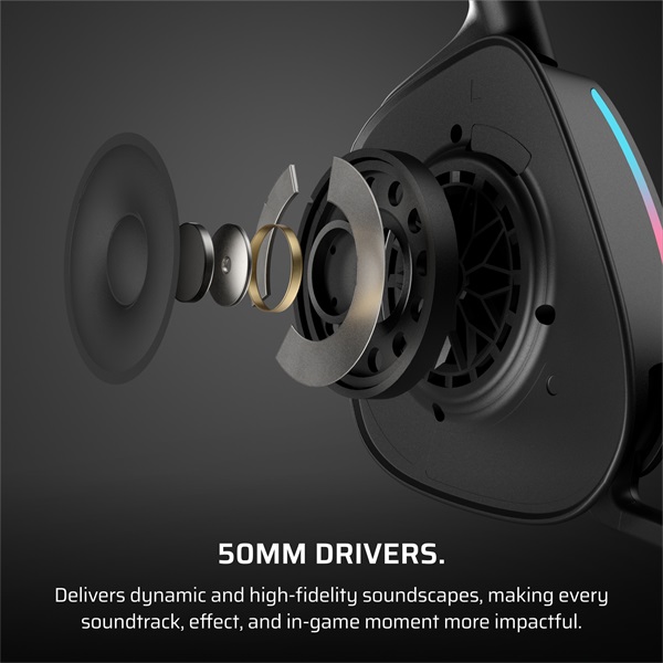 CORSAIR Vezeték Nélküli Headset, VOID v2 Wireless Gaming Headset, Dolby Atmos, carbon