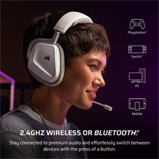 CORSAIR Vezeték Nélküli Headset, VOID v2 Wireless Gaming Headset, Dolby Atmos, fehér