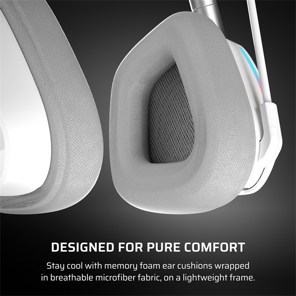 CORSAIR Vezeték Nélküli Headset, VOID v2 Wireless Gaming Headset, Dolby Atmos, fehér