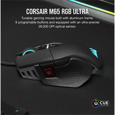CORSAIR Vezetékes Egér Gaming, M65 RGB ULTRA Tunable, 8 programozható gomb, RGB Világítás, 26000dpi, fekete
