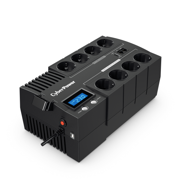 CYBERPOWER UPS BR1000ELCD (8 aljzat) 1000VA 600W, 230V szünetmentes elosztósor + USB LINE-INTERAKTÍV