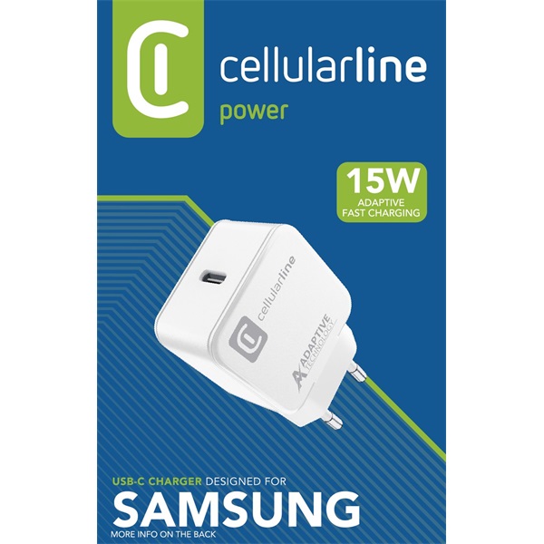 CellularLine Hálózati töltő 1xUSB-C, 15 W, fehér