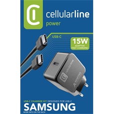 CellularLine Hálózati töltő USB-C kábellel, 1xUSB, 15 W, fekete