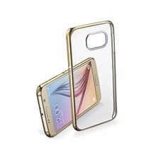 Cellularline Tok, CLEAR CRYSTAL, mobiltelefonhoz, kemény műanyag, arany színű króm kerettel, Samsung GALAXY S6 G920