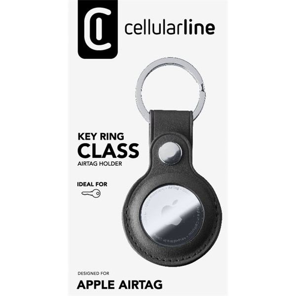 Cellularline tok Airtag AIRTAGCLASSK műbőr Airtag tartó kulcstartóval, fekete