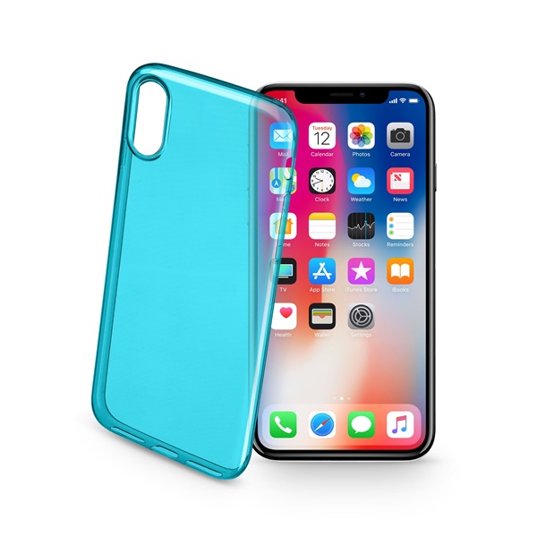 Cellularline tok, Color Case, ultra vékony, átlátszó, gumi iPhone X, zöld
