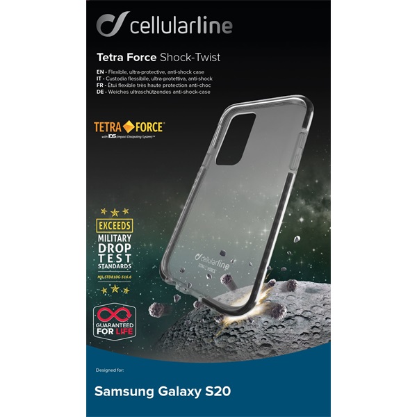 Cellularline tok, Tetraforce Shock Twist, átlátszó, ütésálló, Galaxy S20