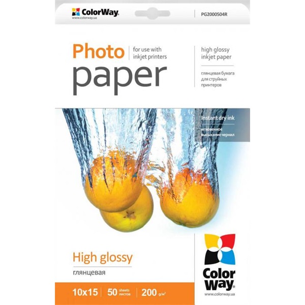 COLORWAY Fotópapír, magasfényű (high glossy), 200 g/m2, 10x15, 50 lap