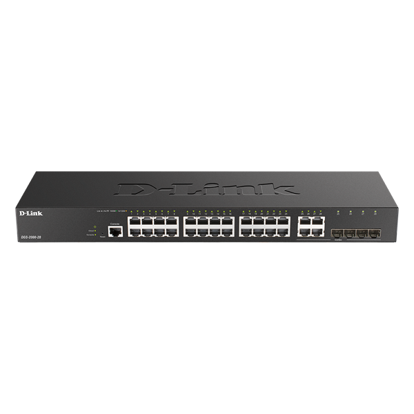 D-LINK Switch 24x1000Mbps + 4xGigabit SFP kombó Fémházas, Menedzselhető, DGS-2000-28