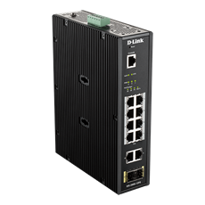 D-LINK Switch Ipari 10x1000Mbps (8xPOE) + 2xSFP + 1x konzol port Menedzselhető Fémházas,DIS-200G-12PS