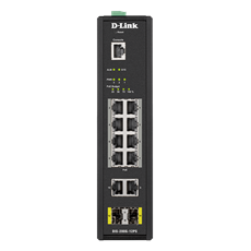 D-LINK Switch Ipari 10x1000Mbps (8xPOE) + 2xSFP + 1x konzol port Menedzselhető Fémházas,DIS-200G-12PS