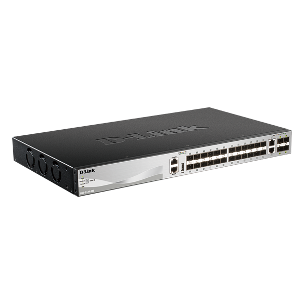 D-LINK Switch 24xGbitLan + 2xGigabit + 4xGigabit SFP+ 1xUSB Menedzselhető Rackes, DGS-3130-30S/E