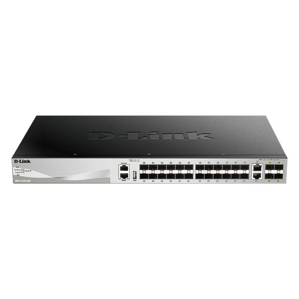 D-LINK Switch 24xGbitLan + 2xGigabit + 4xGigabit SFP+ 1xUSB Menedzselhető Rackes, DGS-3130-30S/SI