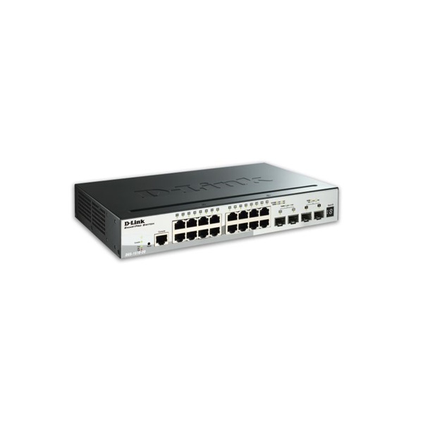D-Link Switch 20 Port - 16x1000Mbps + 2xSFP + 2x10G SFP+ - DGS-1510-20 Stackable Smart Managed RM L3 Fan