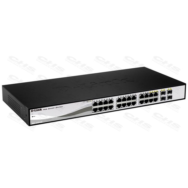 D-Link Switch - DGS-1210-24 - 24x1000Mbps+4 Combo/SFP Port RM L2 Fanless Smart Managed