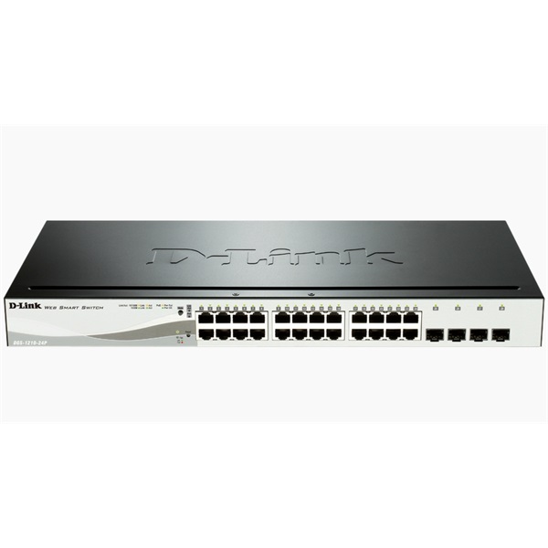 D-Link Switch - DGS-1210-24P - 24x1000Mbps+4x1000 Combo/SFP 193W POE Budget L2 RM Fan Smart Managed