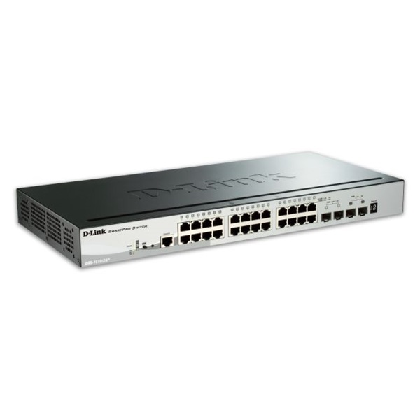 D-Link Switch 24x1000Mbps Poe + 2xSFP + 2x10G SFP+ (PoE: 193Watt/24 port/802.3at) Stackable L3 Smart