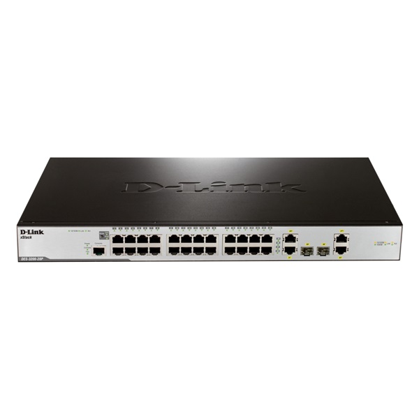 D-Link Switch - DES-3200-28P - 24x100Mbps+2x1000Mbps/SFP 188 POE Budget L2 Managed