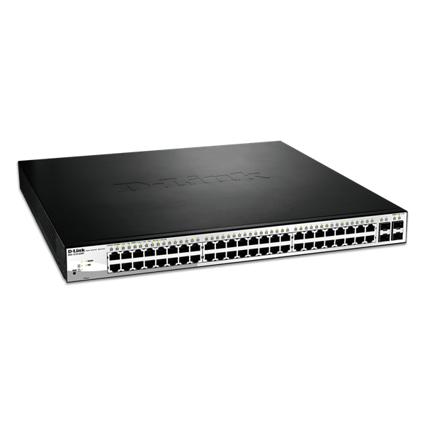 D-Link Switch 48x1000Mbps+4x1000/SFP Smart Poe ((PoE: 370 watt/48 port/802.3at)