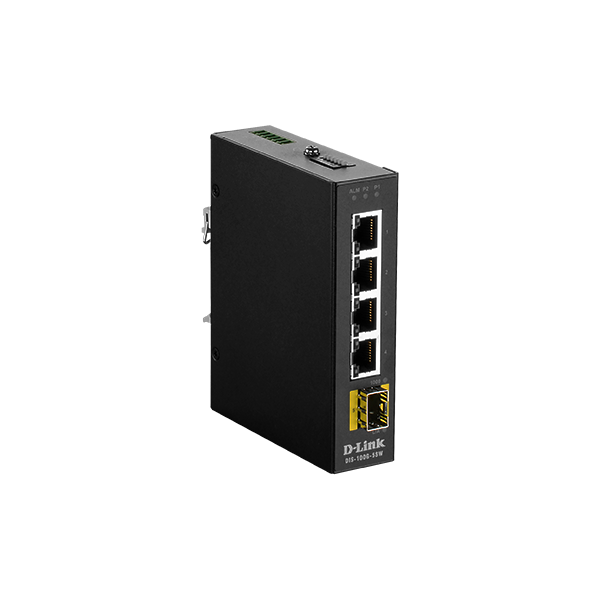 D-Link Ipari Switch 5 Port Unmanaged, 4 x 10/100/1000BaseT(X) ports & 1 x 100/1000BaseSFP ports