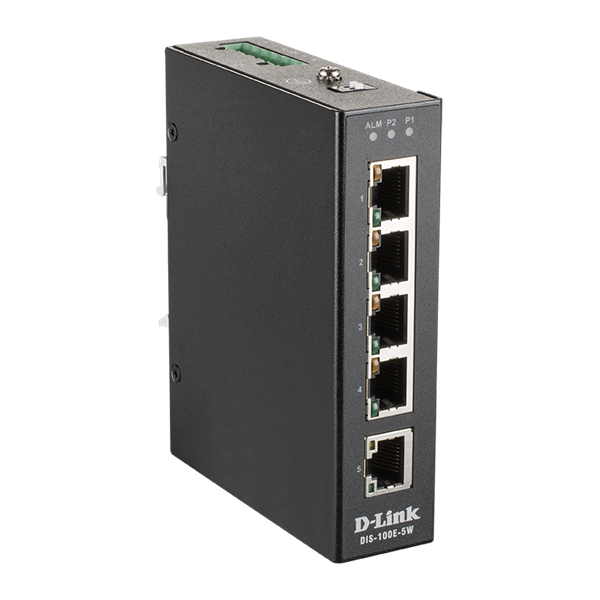 D-Link Ipari Switch 5 Port Unmanaged, 5 x 10/100 BaseT(X) ports