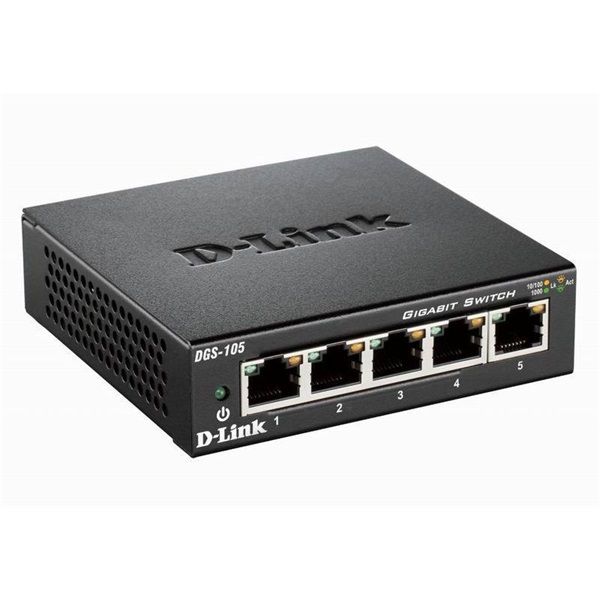 D-Link Switch - DGS-105 - 5x1000Mbps Desktop Fémházas Fanless Unmanaged