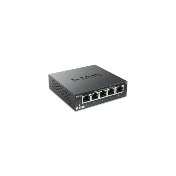 D-Link Switch - DES-105 - 5x100Mbps Desktop Fémházas Fanless Unmanaged