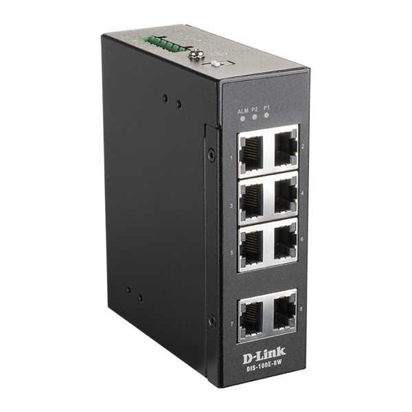 D-Link Ipari Switch 8 Port Unmanaged, 8 x 10/100 BaseT(X) ports