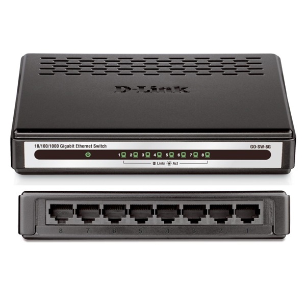 D-Link Switch 8 Port - 8x1000Mbps - GO-SW-8G Unmanaged Plastic/műanyag Fanless