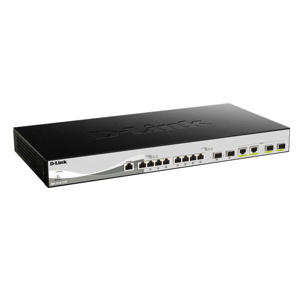 D-Link Switch 8x10GBASE-T réz + 2x10G SFP+ optikai + 2x10GBASE-T/SFP+ combo port