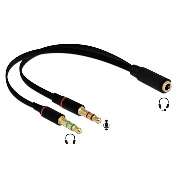 DELOCK Átalakító Headset Stereo jack 1x 3.5mm 4 pin female > 2x 3.5mm 3 pin male