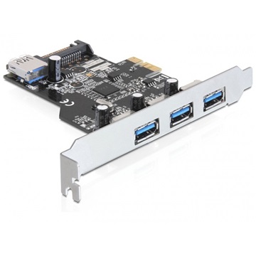 DELOCK PCI-E Bővítőkártya 3x külső + 1x belső USB 3.0 Type-A female port