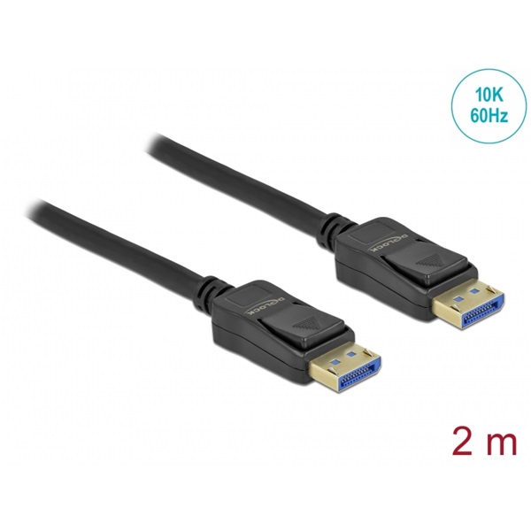 DELOCK kábel DisplayPort 2.0 male / male összekötő 10K 60Hz 54 Gbps 2m