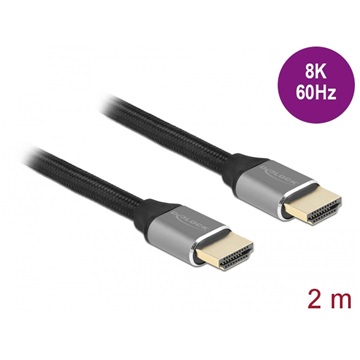 DELOCK kábel HDMI male/male összekötő 8K 60Hz 48 Gbps Certified, 2m, szürke