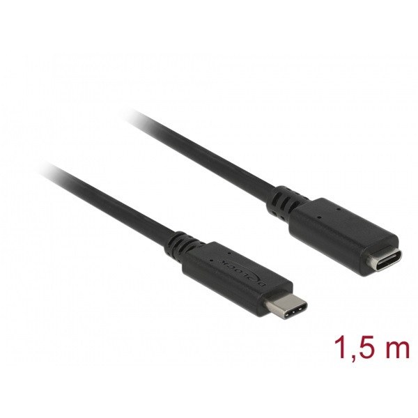 DELOCK kábel USB 3.1 Gen 2 Type-C male / female hosszabbító 1.5m 4K PD 60W