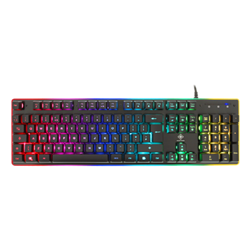Deltaco Billentyűzet GAM-021-RGB-UK, 105 keys, UK layout, membrane switches, orange LED lighting, USB, black/RGB