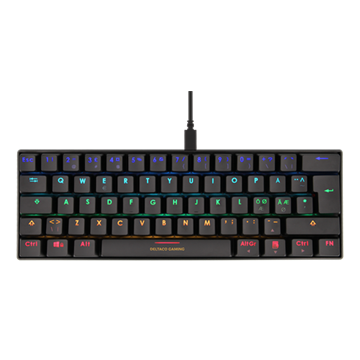Deltaco Billentyűzet GAM-075B, mini mechanical keyboard, 60% PAN-Nordic Layout, RGB, brown switchws, black