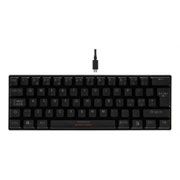 Deltaco Billentyűzet GAM-075, mini mechanical keyboard, 60% PAN-Nordic Layout, RGB, red switch, black