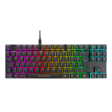 Deltaco Billentyűzet GAM-111B-UK, UK Layout Low profile mechanical RGB keyboard, Outemu Brown switches, black/RGB