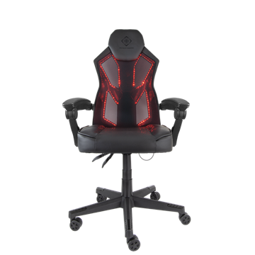 DELTACO GAMING Gamer szék GAM-086, gaming chair with RGB lighting, PU leather, 39 different positions, black