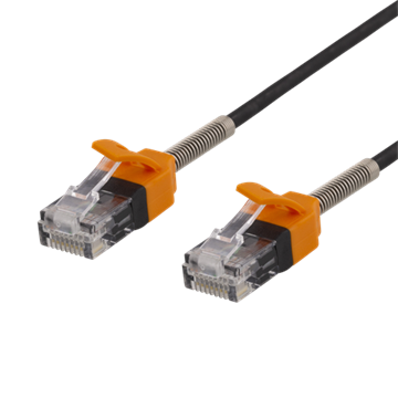 Deltaco Patch kábel GAM-039, Patch Cable 10m, Cat 6A U / UTP, 500MHz, metal spring strain relief, Black