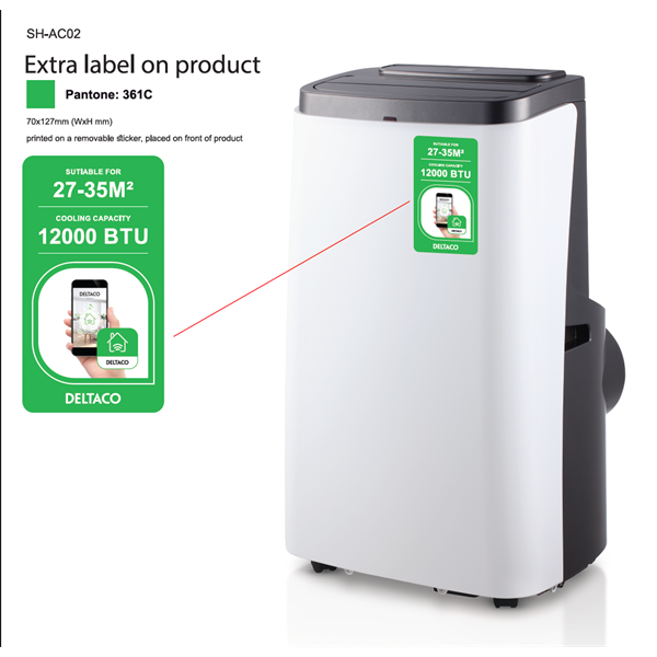 DELTACO SMART HOME SH-AC02 mobil smart klíma, 3,5W, 12000 BTU,  WI-FI, hűt, 3 év garancia