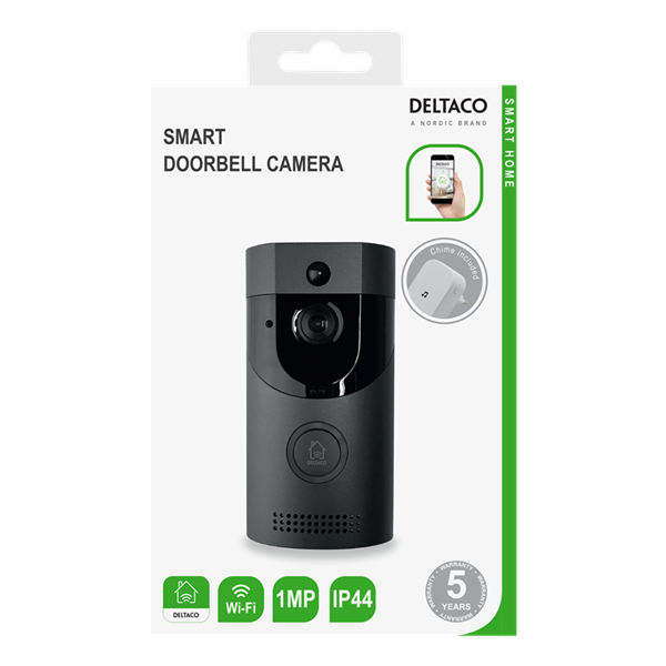 DELTACO SMART HOME SH-DB01 okos kapucsengő kamerával, WIFI, IP44, kültéri