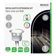 DELTACO SMART HOME SH-DLEX01 színes okos lámpa, 5 db - os, SH-DLK01 bővítésére, kerti, kültéri, meleg fehér szín, WIFI,