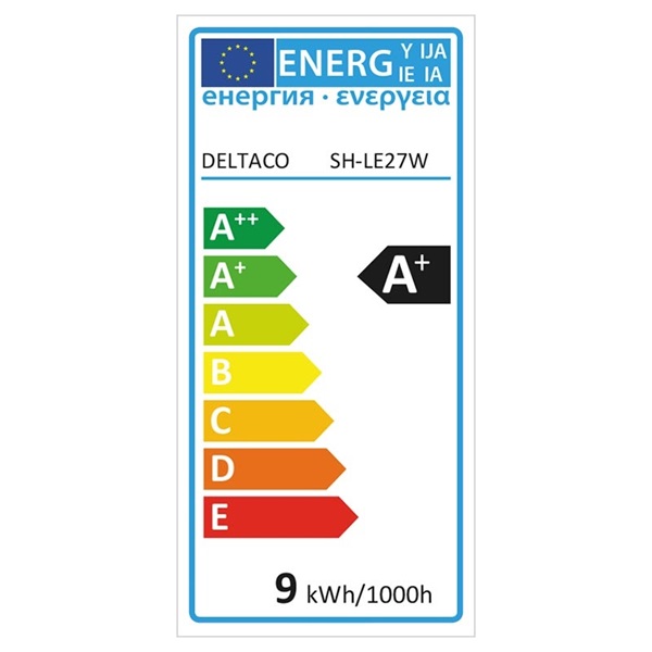 DELTACO SMART HOME SH-LE27W LED izzó, E27, 9W, WIFI
