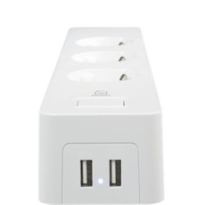 DELTACO SMART HOME SH-P03USB2 hármas hosszabbító, 13A,  1,5m 2 USB csatlakozás, WIFI